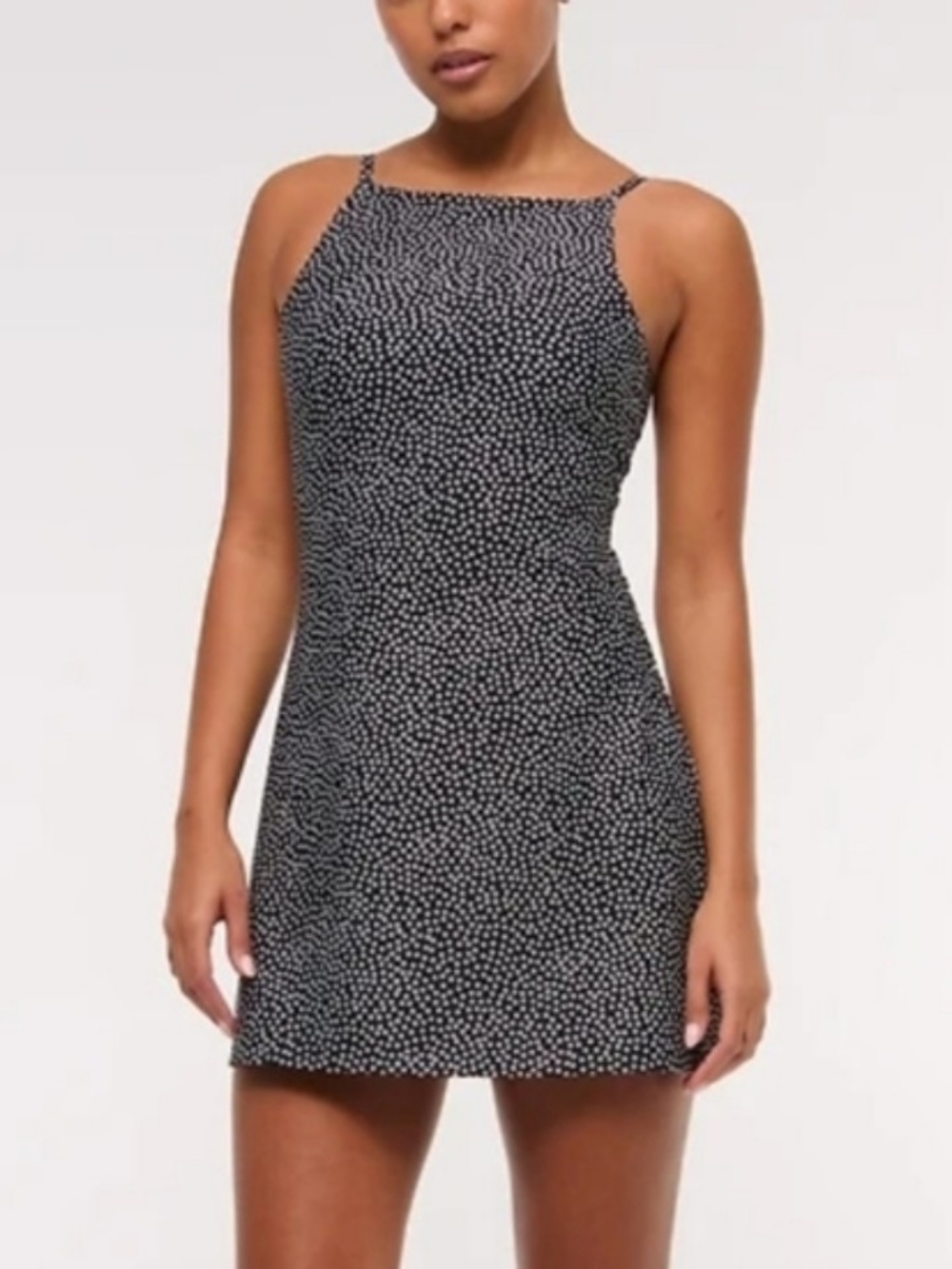 Abercrombie & Fitch YPB SculptLUX Polka Dot Mini Skort Dress In Black - M
